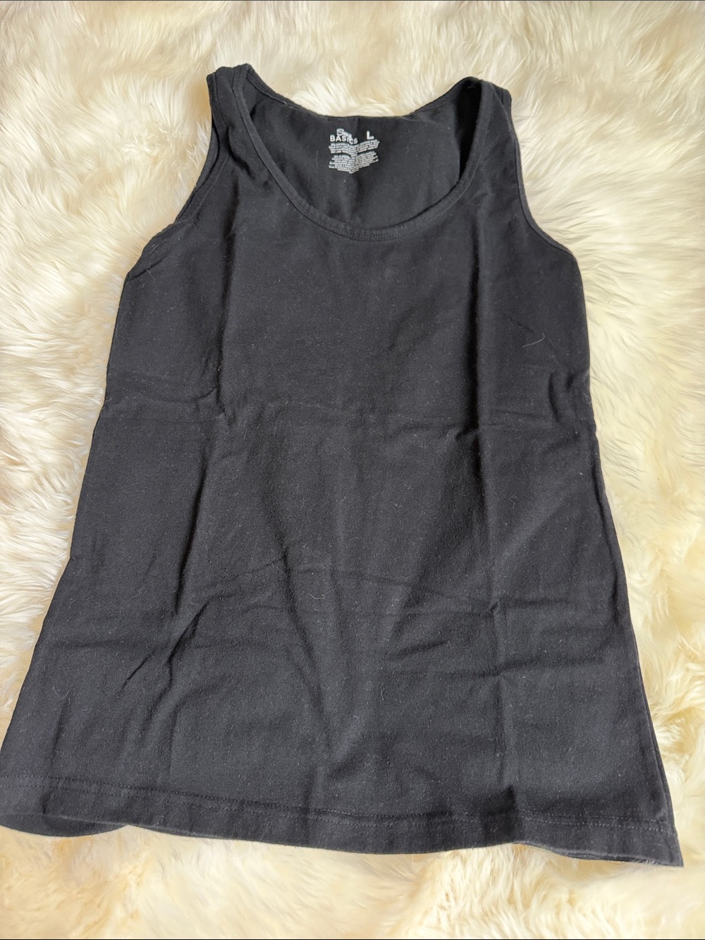 Black Scoop Neck Ribbed Tank Top - Unbranded